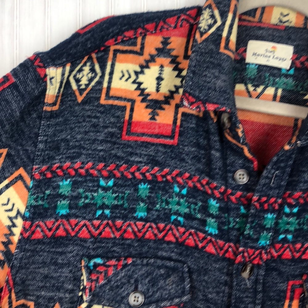 Vintage-Inspired Navy Patterned Men's Shirt Jacket